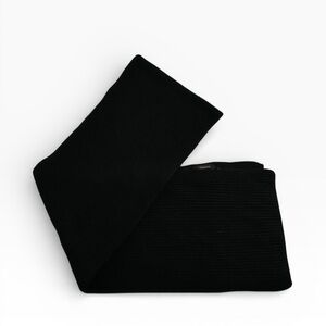Quince Mongolian Cashmere Scarf 100% Cashmere Black Ribbed Square